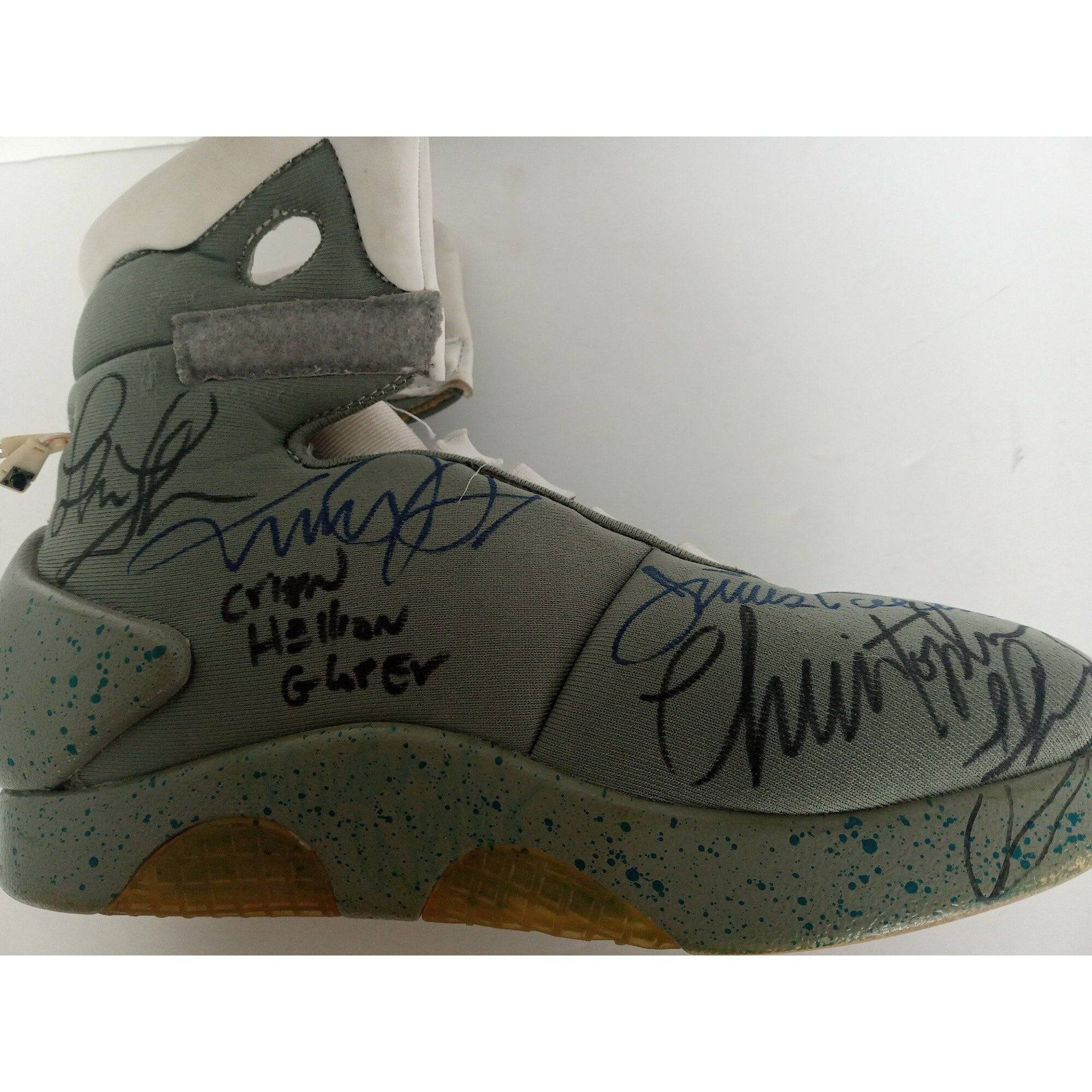 Michael J. Fox, Steven Spielberg, Back to the Future cast shoe signed with proof