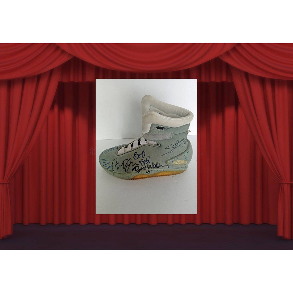 Michael J. Fox, Steven Spielberg, Back to the Future cast shoe signed with proof