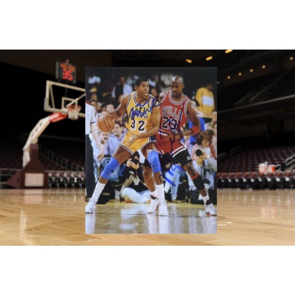 Michael Jordan Earvin Magic Johnson 8 by 10 signed photo