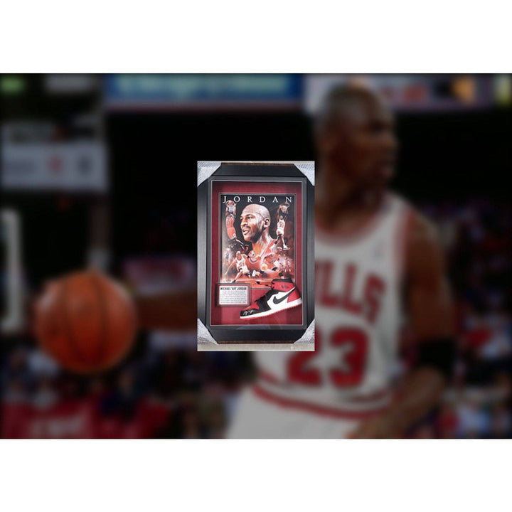 Michael Jordan shoe shadowbox with proof