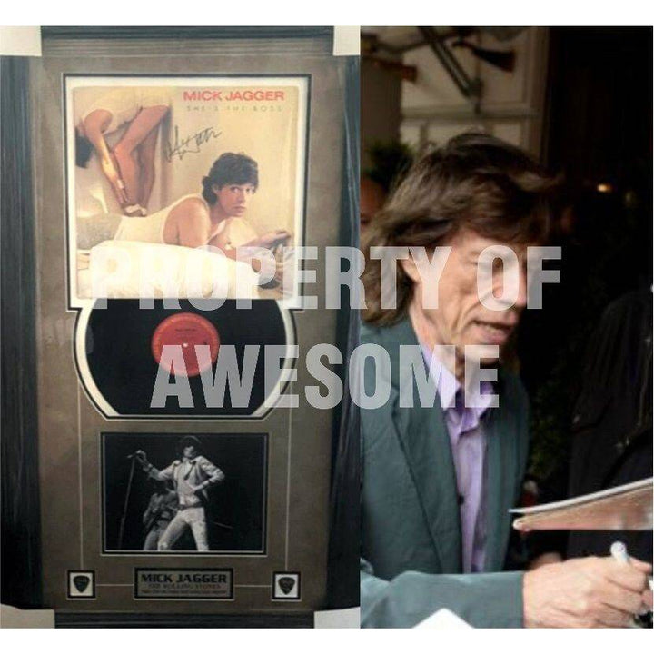 Mick Jagger "She's The Boss" lp signed and framed with proof - Awesome Artifacts 