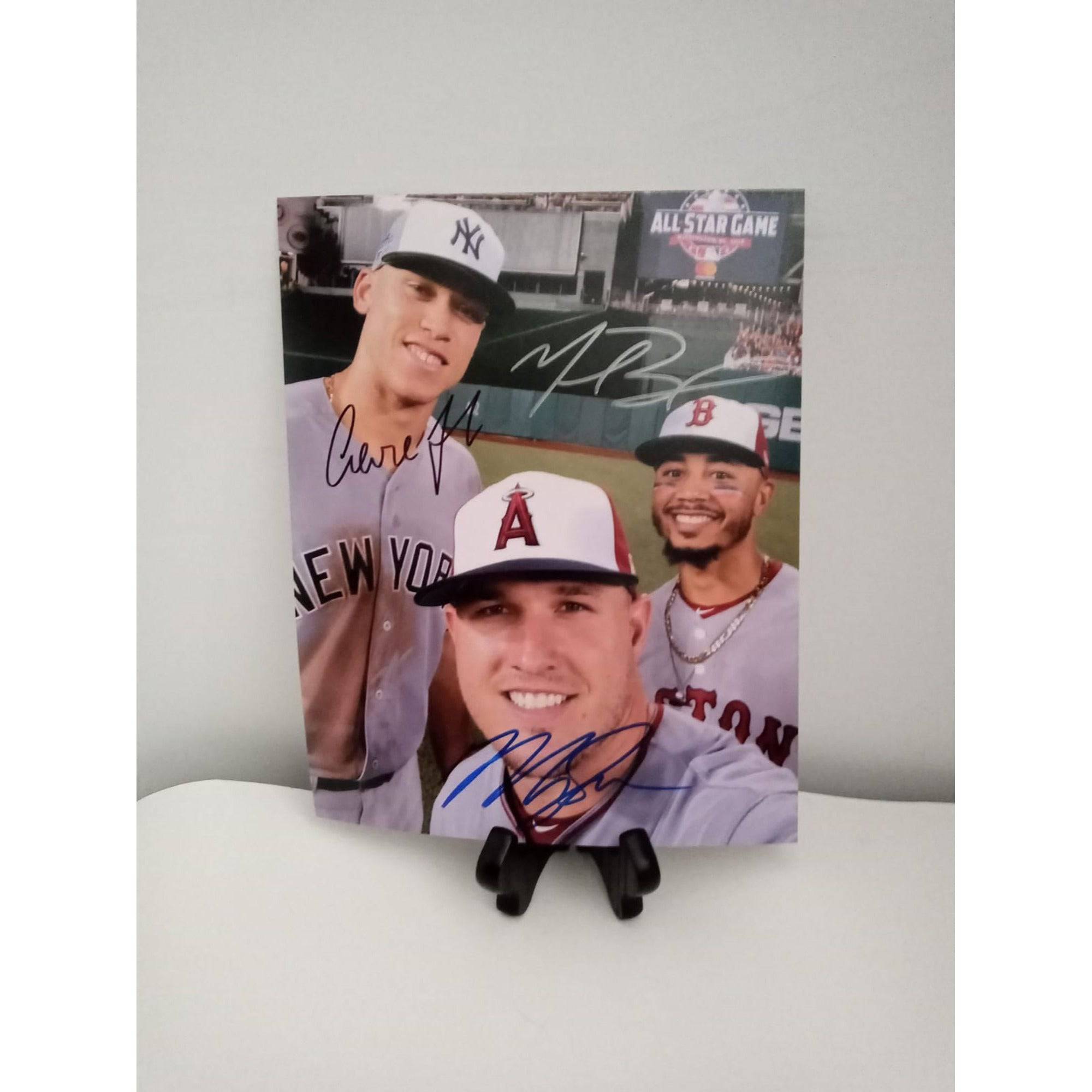 Mike Trout, Mookie Betts, Aaron Judge 8 x 10 photo with proof signed