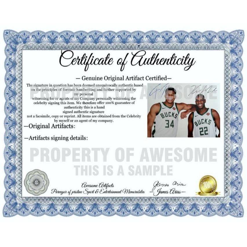 Milwaukee Bucks Giannis Antetokounmpo Kris Middleton 8 x 10 photo signed with proof