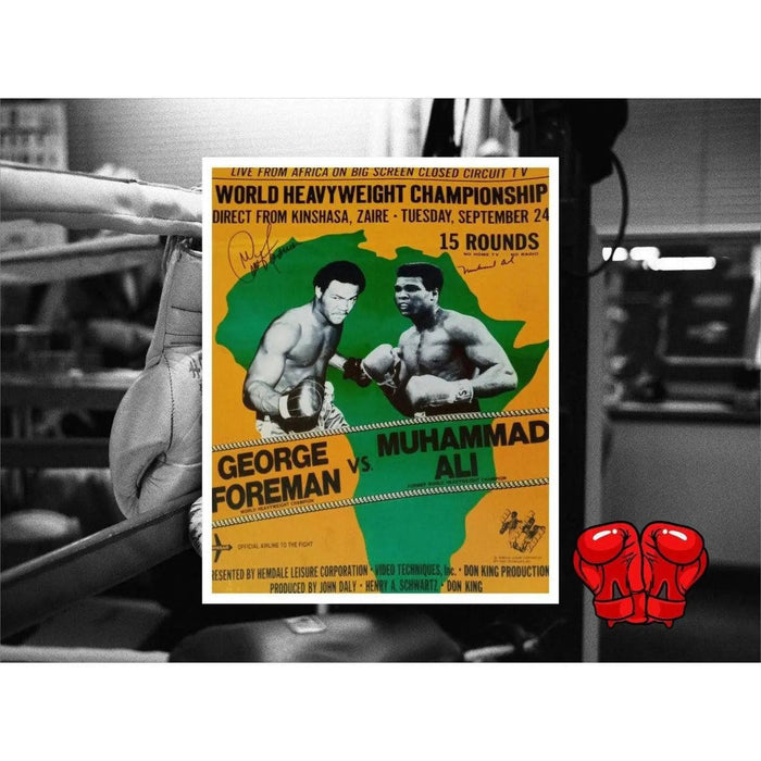 Muhammad Ali and George Foreman 16 x 20 photo signed with proof