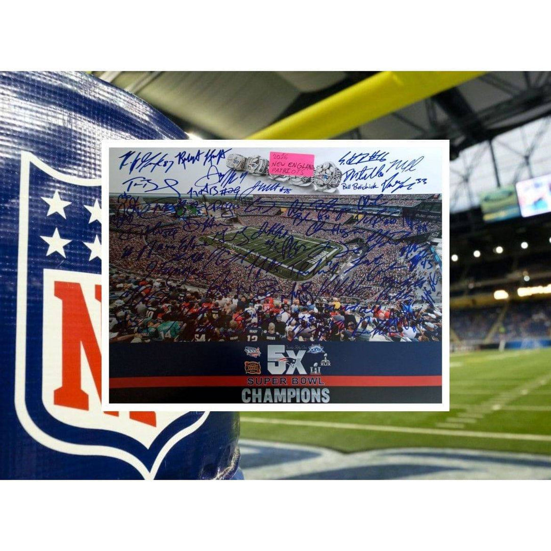 New England Patriots Tom Brady Rob Gronkowski Julian Edelman 2016 SB Champs 16 x 20 photo signed with proof - Awesome Artifacts 