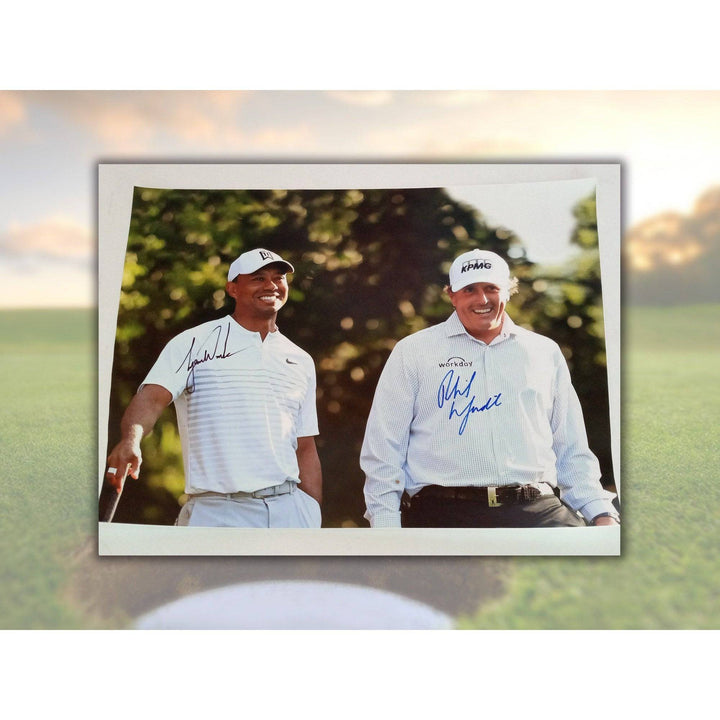 Phil Mickelson and Tiger Woods 16 x 20 photo signed with proof - Awesome Artifacts 