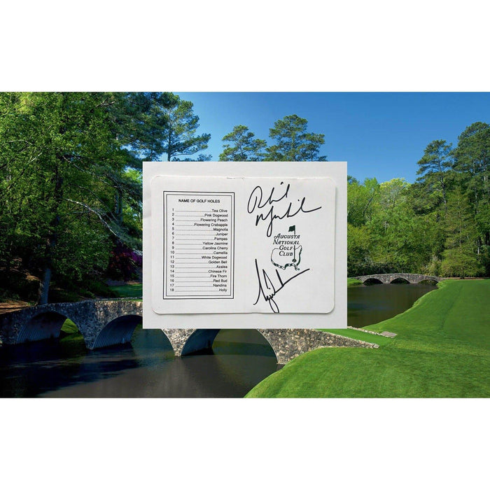 Phil Mickelson and Tiger Woods Masters scorecard signed with proof
