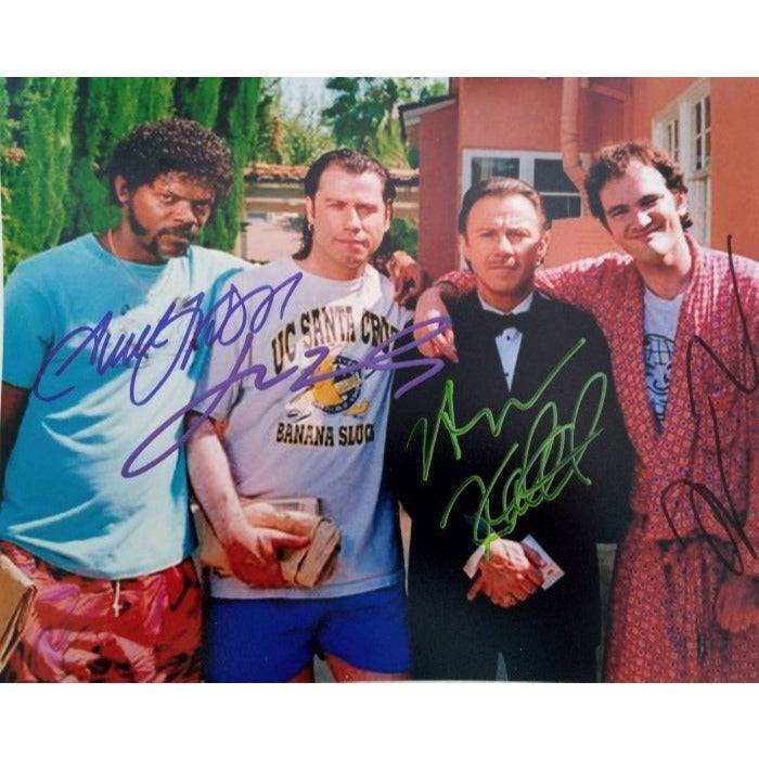 Pulp Fiction Harvey Keitel Quentin Tarantino Samuel L Jackson John Travolta 8 by 10 photo signed with proof