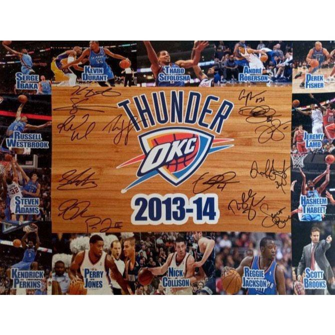 Russell Westbrook Kevin Durant Oklahoma City Thunder 2013 14 team signed 16 x 20 photo