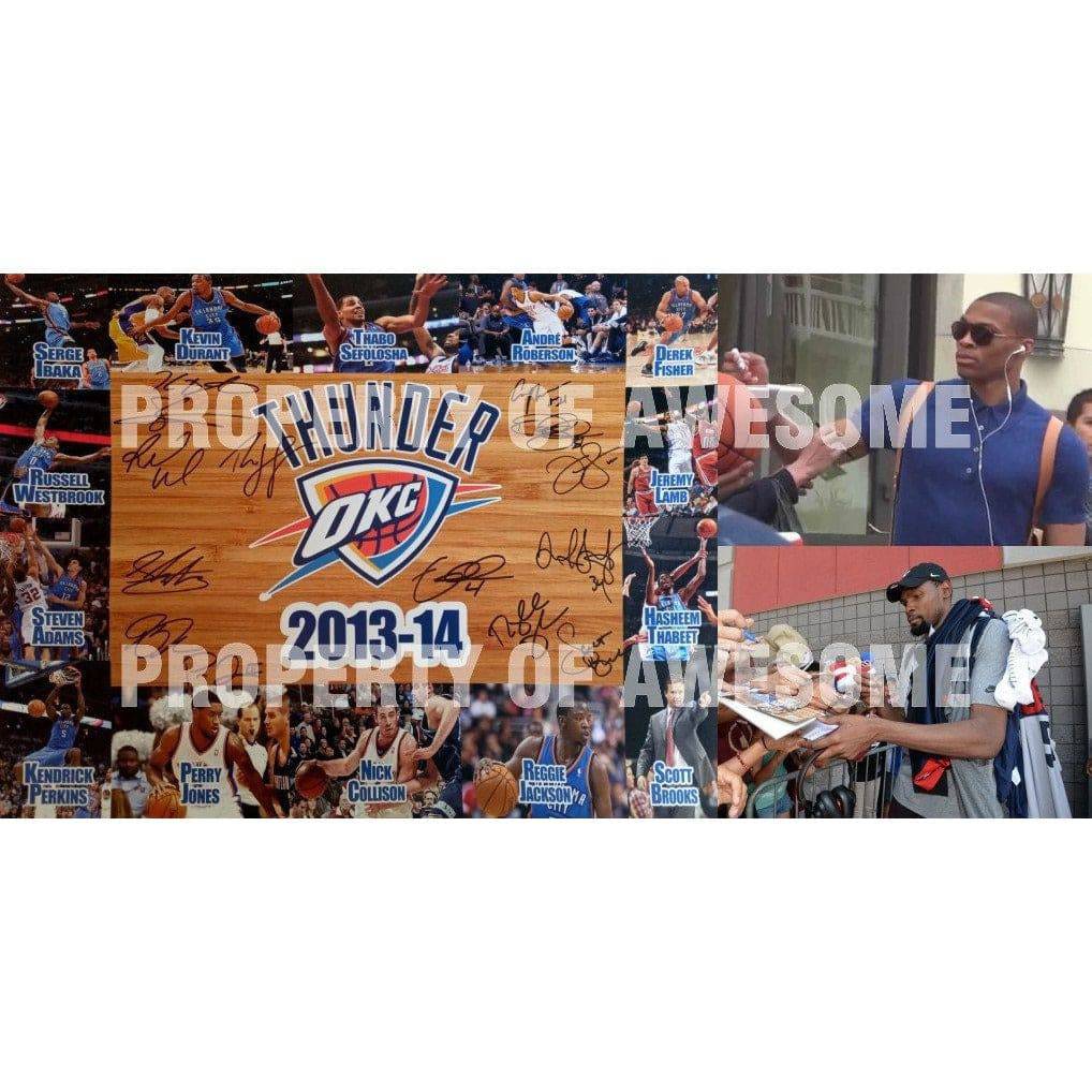 Russell Westbrook Kevin Durant Oklahoma City Thunder 2013 14 team signed 16 x 20 photo