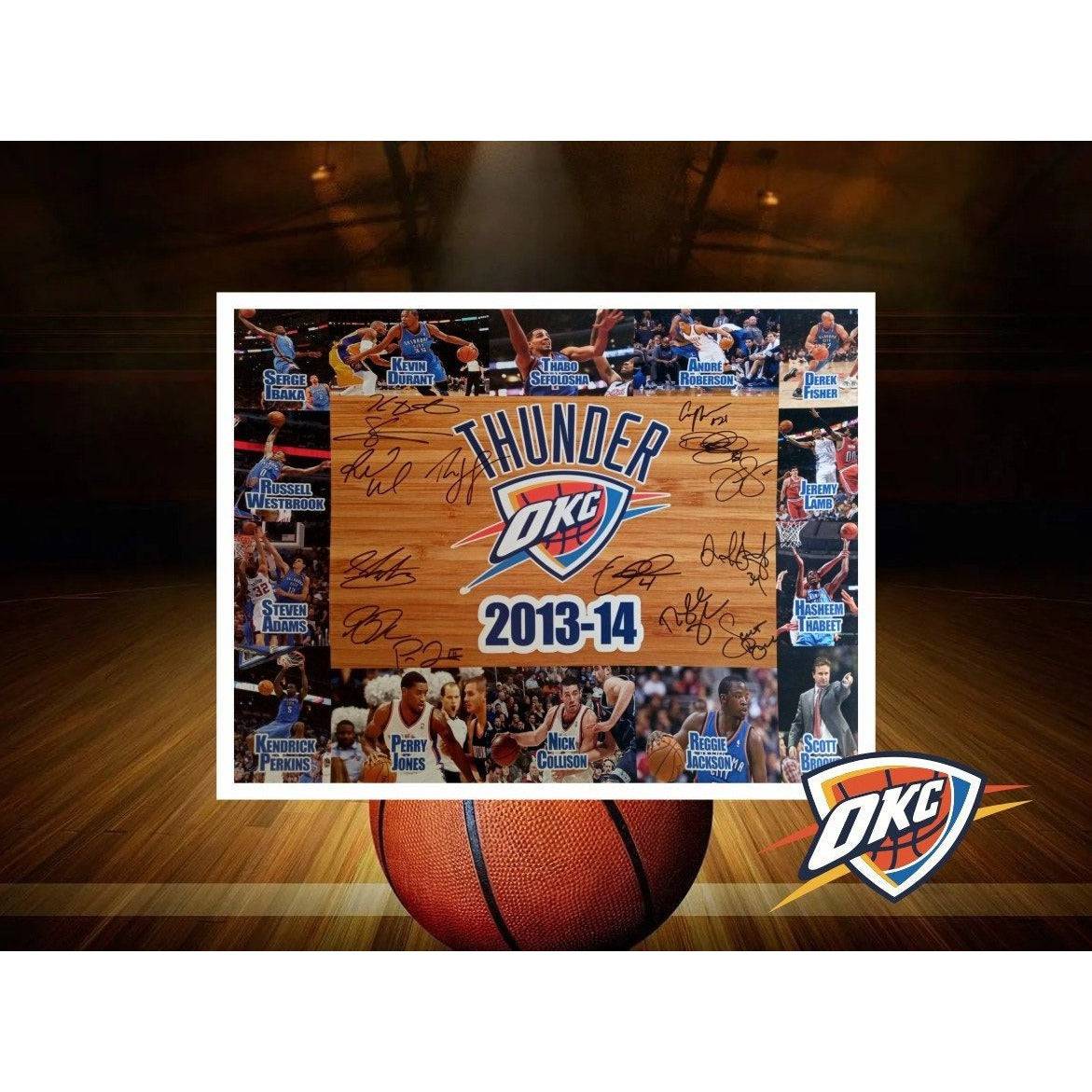 Russell Westbrook Kevin Durant Oklahoma City Thunder 2013 14 team signed 16 x 20 photo