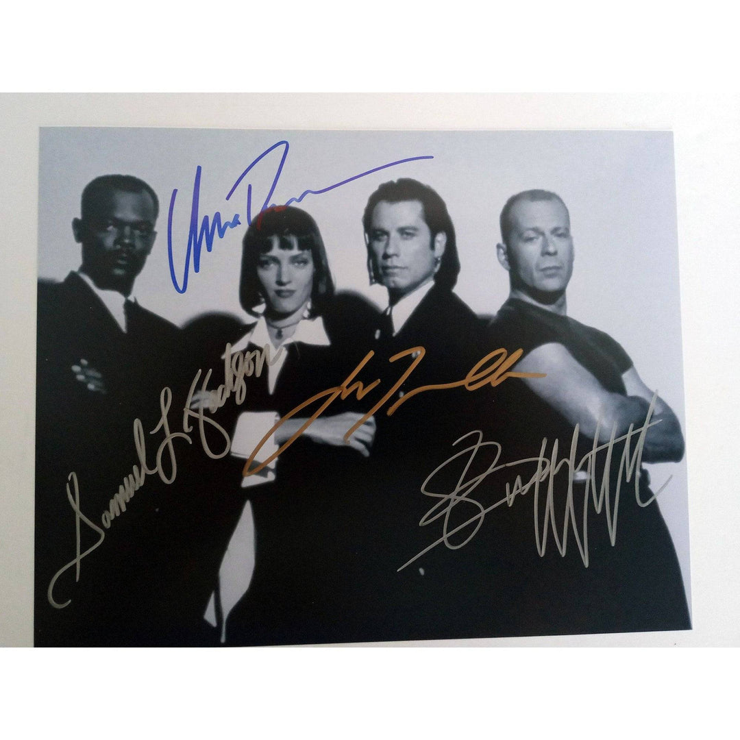 Samuel L Jackson, Uma Thurman, John Travolta, Bruce Willis 8 x 10 signed with proof