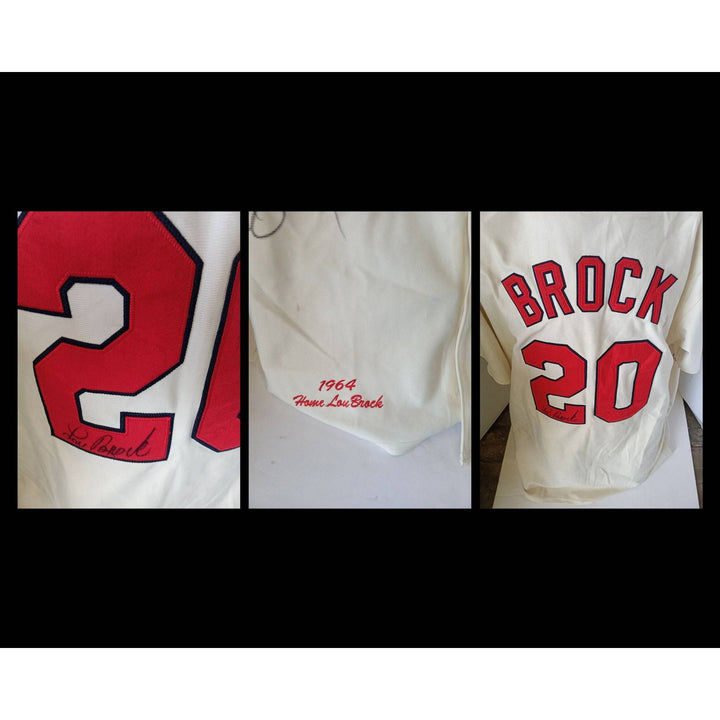 St. Louis Cardinals Lou Brock, Bob Gibson Stan Musial all-time greats signed jersey with proof - Awesome Artifacts 