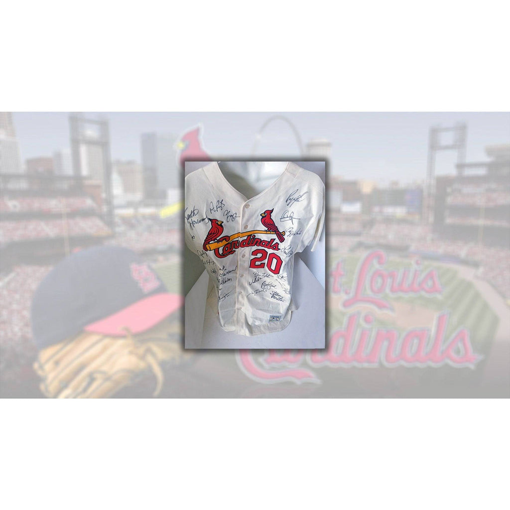 St. Louis Cardinals Lou Brock, Bob Gibson Stan Musial all-time greats signed jersey with proof