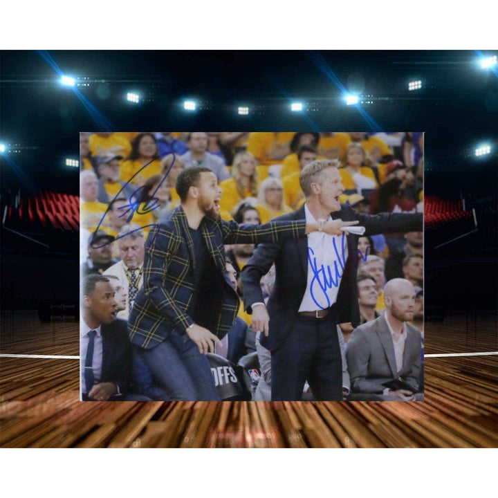 Steve Kerr and Steph Curry 8 by 10 signed photo