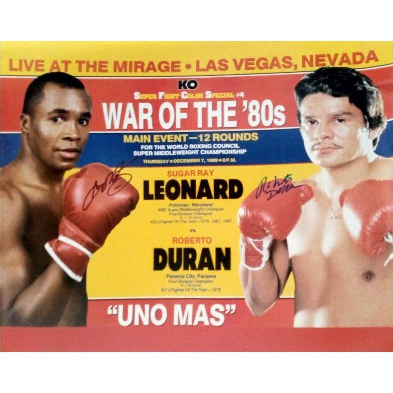 Sugar Ray Leonard and Roberto Duran 16 x 20 photo signed with proof - Awesome Artifacts 