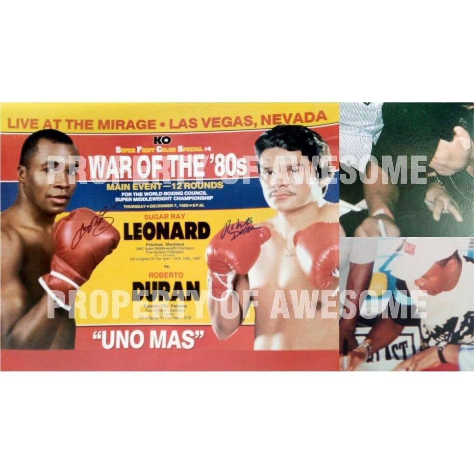 Sugar Ray Leonard and Roberto Duran 16 x 20 photo signed with proof - Awesome Artifacts 