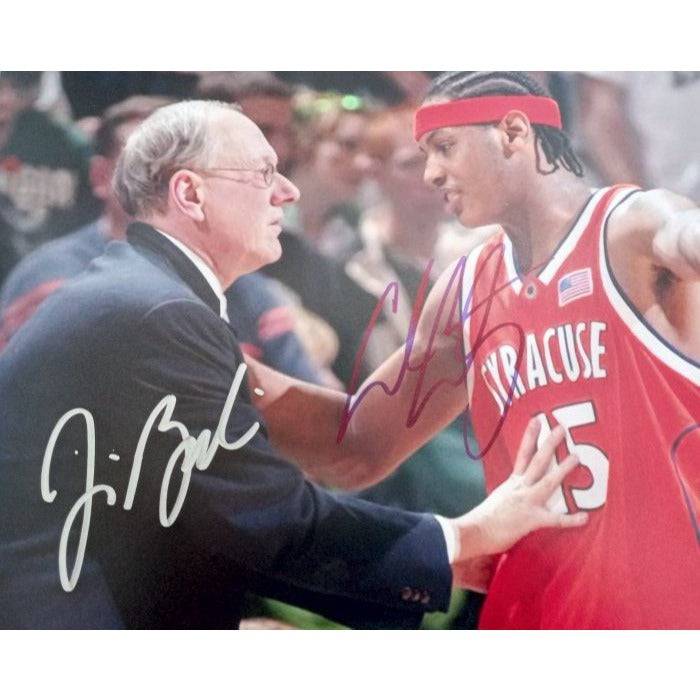 Syracuse Orangemen Jim Boeheim Carmelo Anthony 8 by 10 signed photo with proof