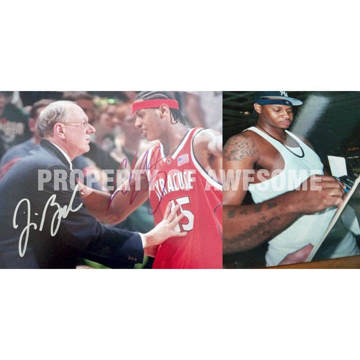 Syracuse Orangemen Jim Boeheim Carmelo Anthony 8 by 10 signed photo with proof