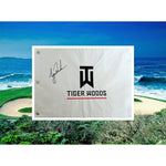 Load image into Gallery viewer, Tiger Woods embroidered Tiger logo statistic flag signed with proof
