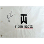 Load image into Gallery viewer, Tiger Woods embroidered Tiger logo statistic flag signed with proof
