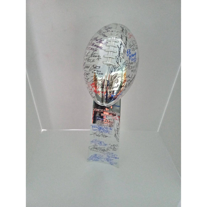 Tom Brady, Joe Montana, Joe Namath, Bart Starr, Super Bowl MVPS Lombardi trophy signed