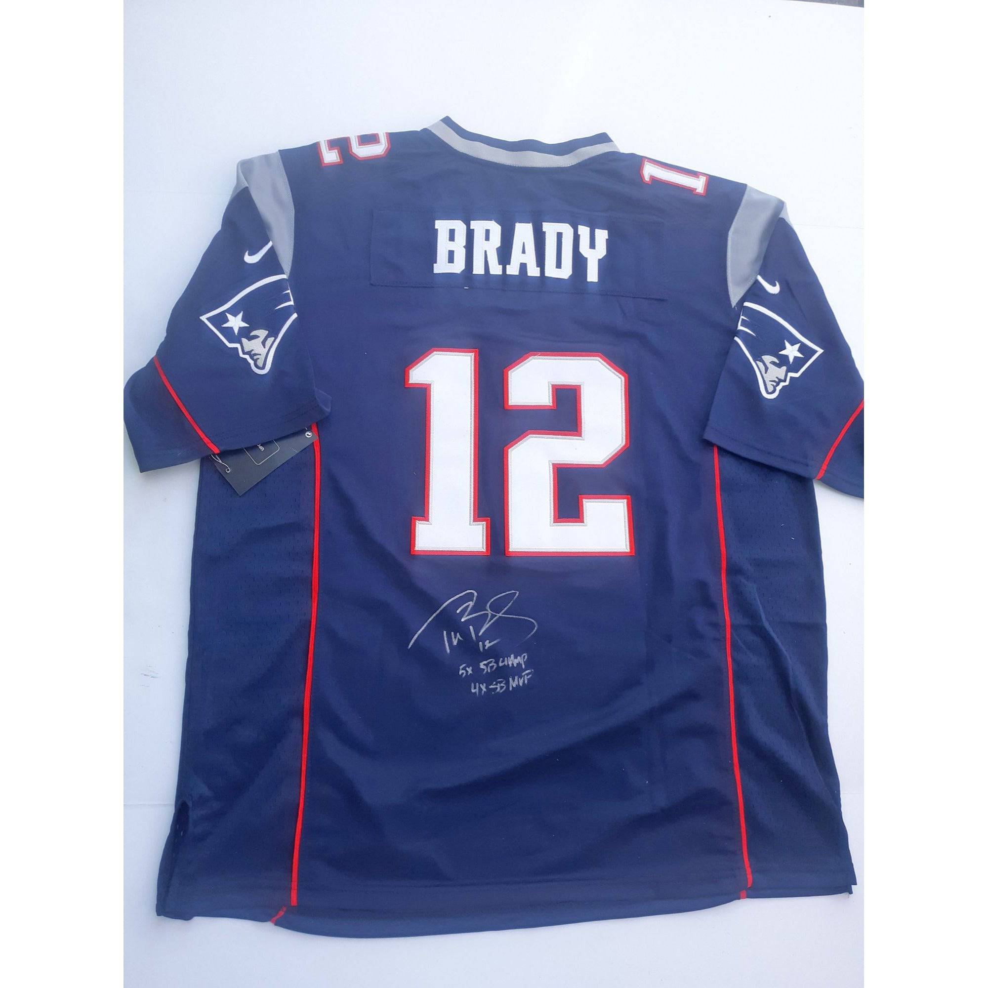 Tom Brady New England Patriots size large authentic jersey signed and inscribed with proof