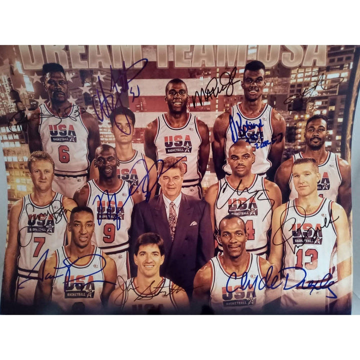 USA Dream Team Michael Jordan Magic Johnson Karl Malone Larry Bird signed with proof