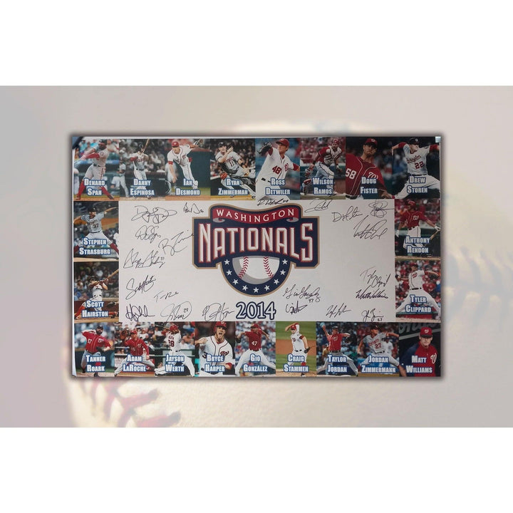 Washington Nationals Bryce Harper, Stephen Strasburg 2014 team signed 20x30 photo with proof - Awesome Artifacts 