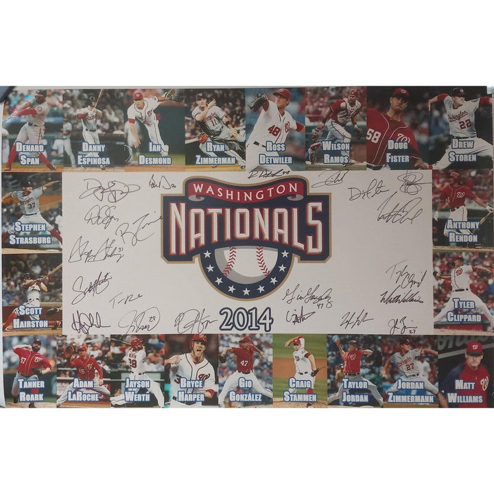 Washington Nationals Bryce Harper, Stephen Strasburg 2014 team signed 20x30 photo with proof - Awesome Artifacts 