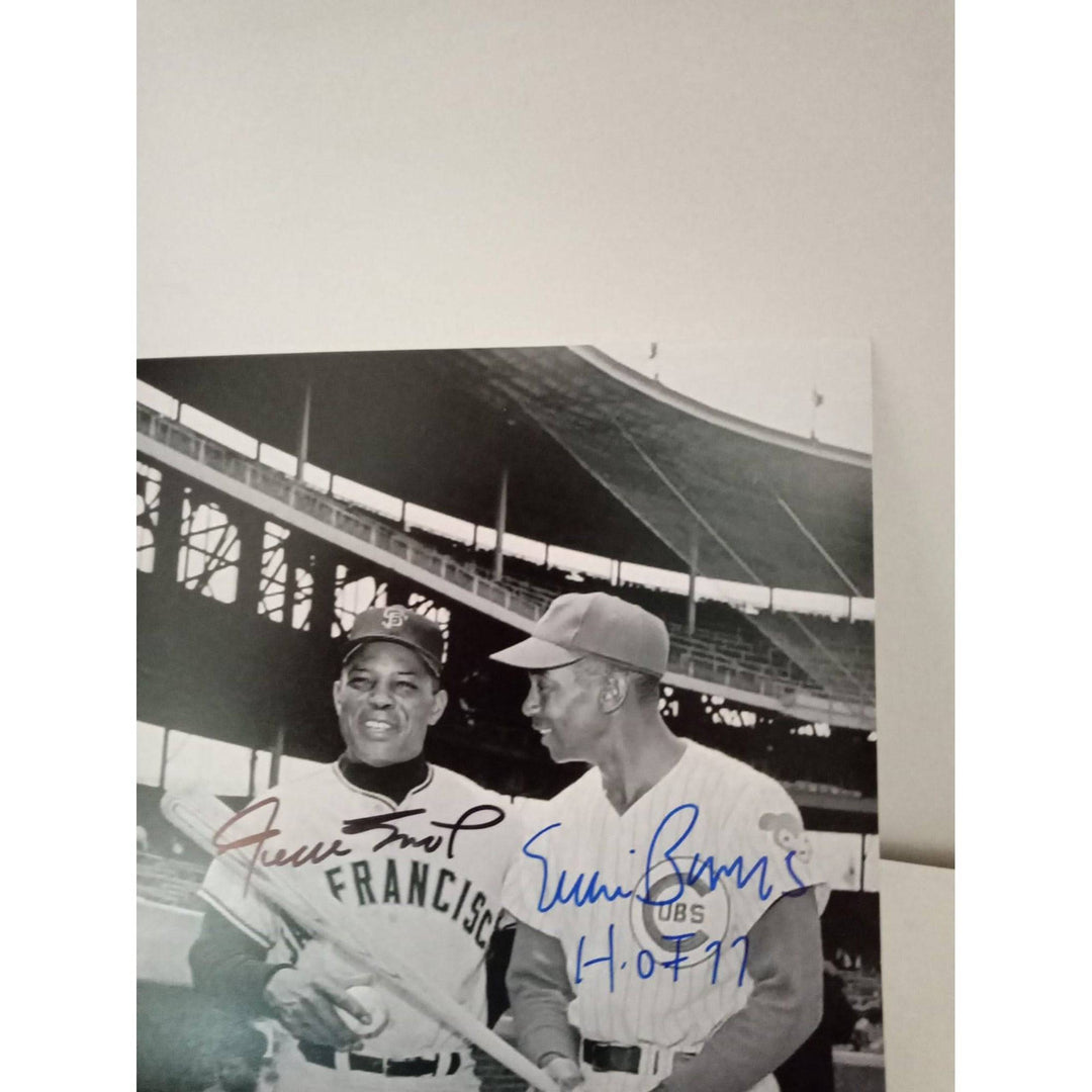 Willie Mays and Ernie Banks 8 by 10 photo signed