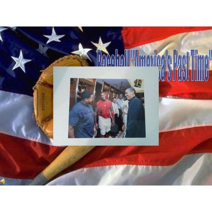 Barack Obama, Ryan Howard, Prince Fielder 11 by 14 photo signed with proof
