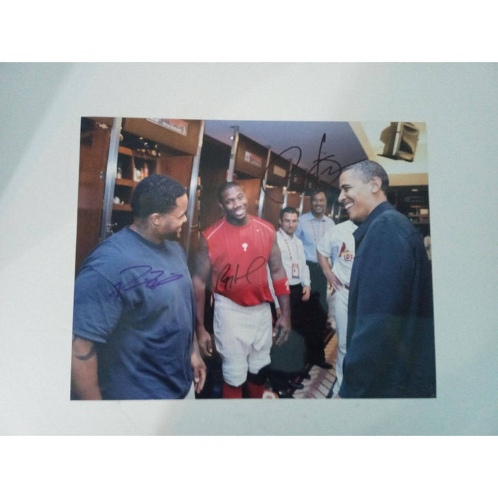 Barack Obama, Ryan Howard, Prince Fielder 11 by 14 photo signed with proof - Awesome Artifacts 