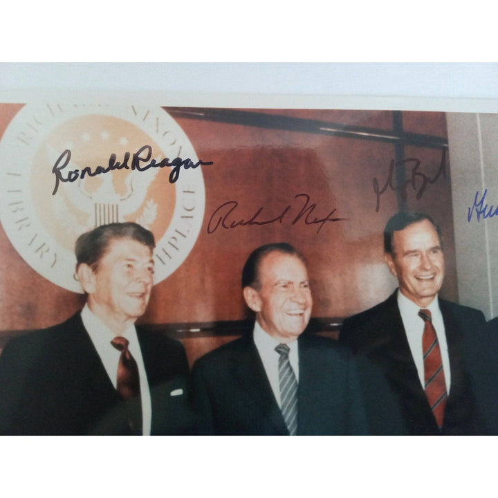 Ronald Reagan, Richard Nixon, George H. Bush, and Gerald Ford 8x10 photo signed with proof