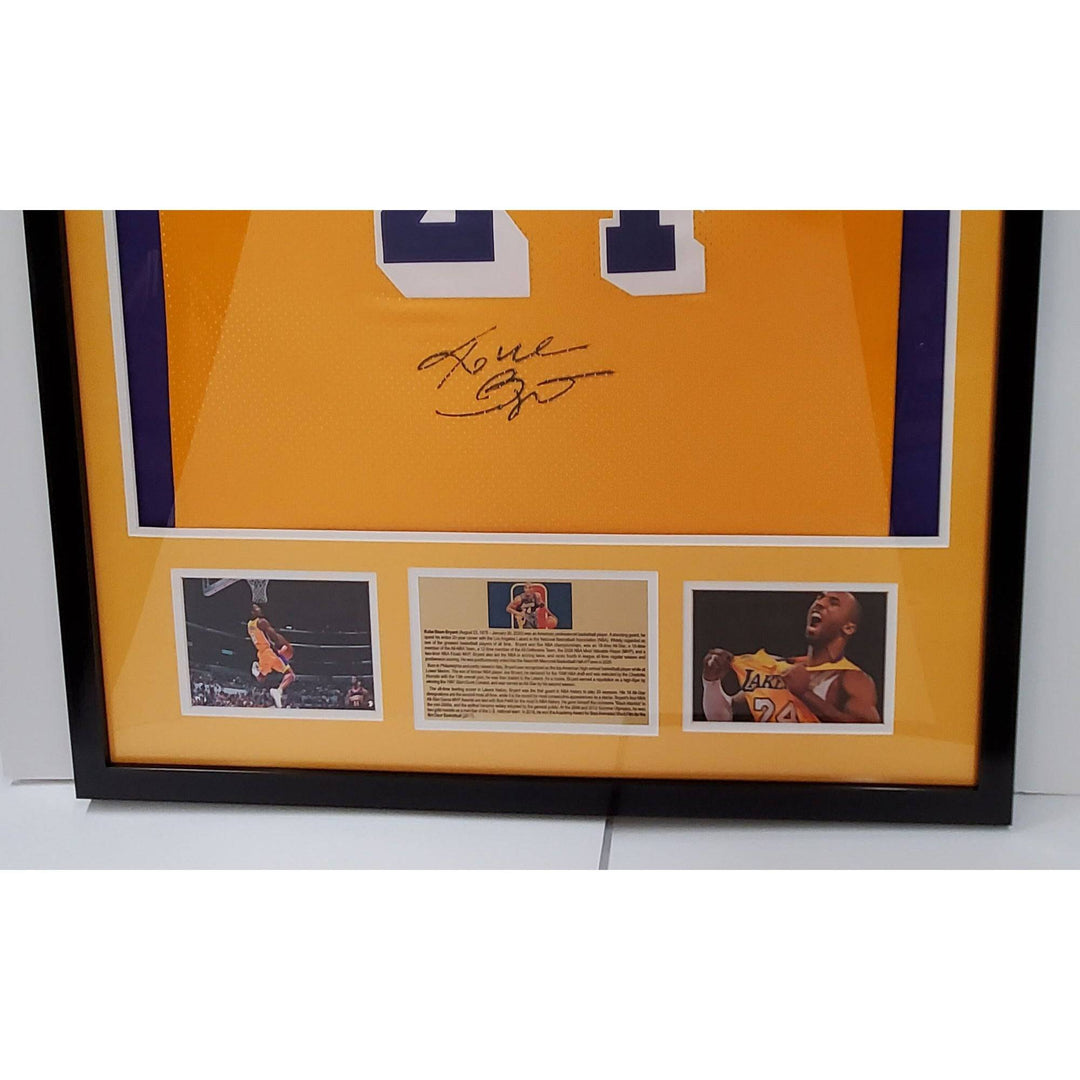 Kobe Bryant Los Angeles Lakers game model jersey signed and framed (41x33) with proof