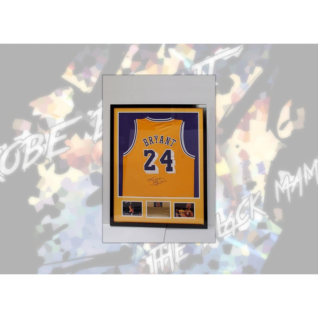 Kobe Bryant Los Angeles Lakers game model jersey signed and framed (41x33) with proof