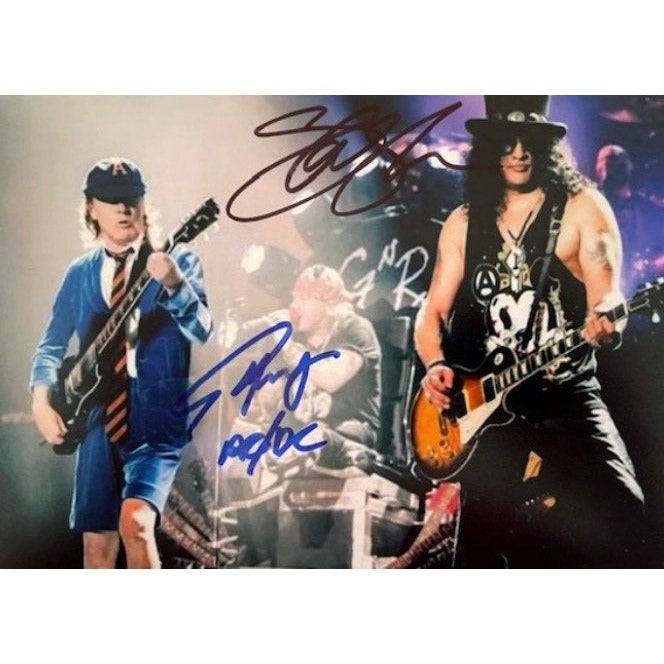 Angus Young and Saul Hudson Slash of Guns and Roses 8 x 10 signed photo with proof