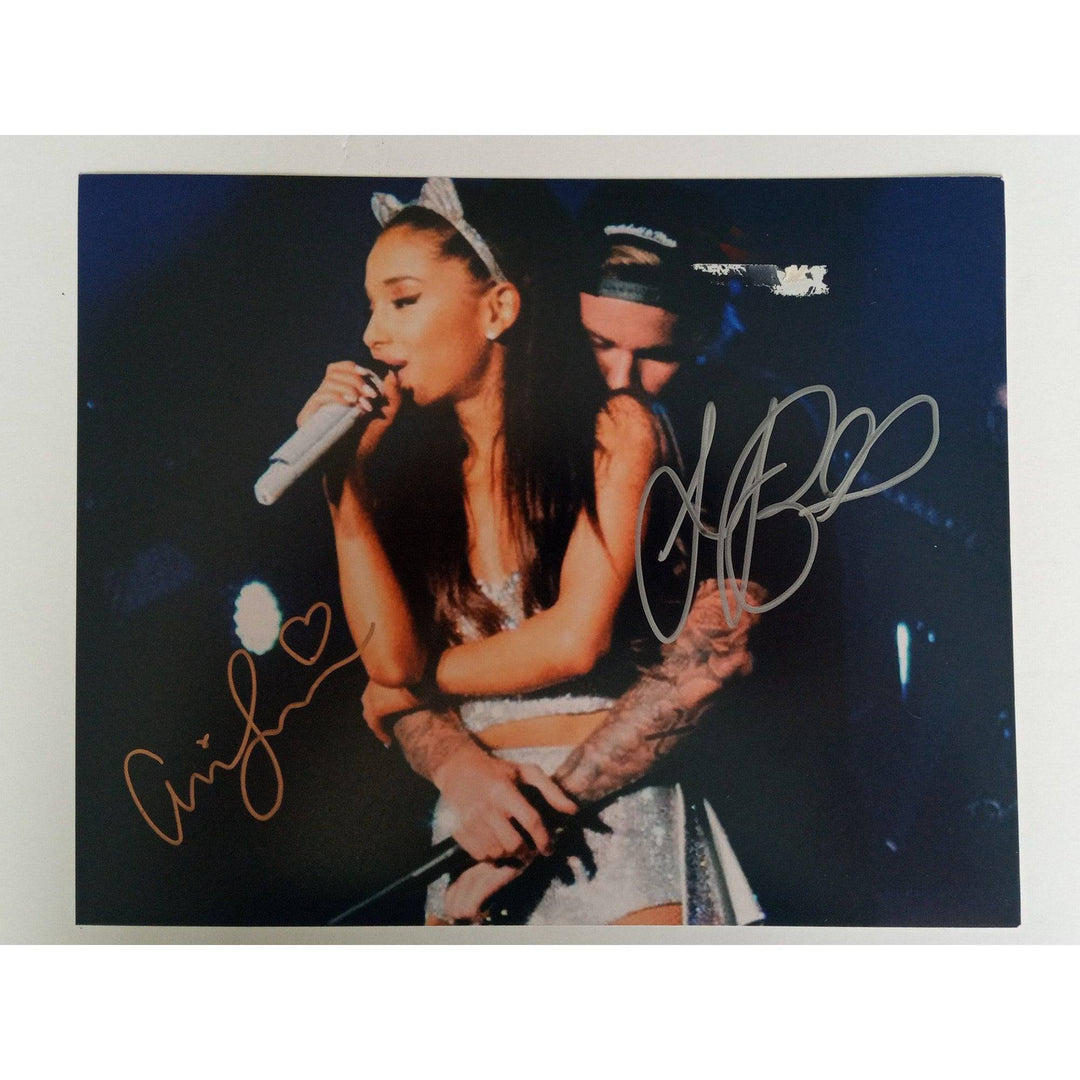 Ariana Grande and Justin Bieber 8 by 10 signed photo with proof