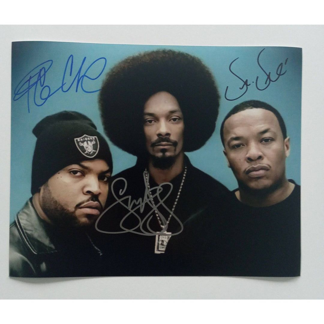 Calvin Broadus Jr Snoop Dogg, Dr. Dre, Ice Cube O'Shea Jackson signed 8 by 10 photo with proof - Awesome Artifacts 