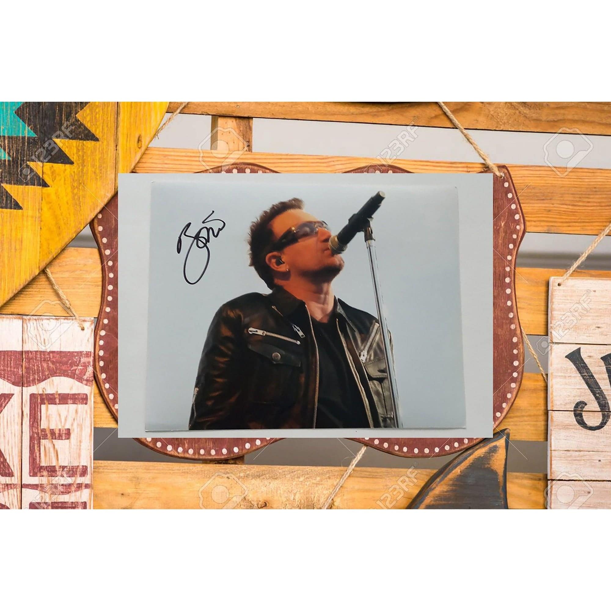 Paul Hewson Bono of U2 8 by 10 signed photo with proof