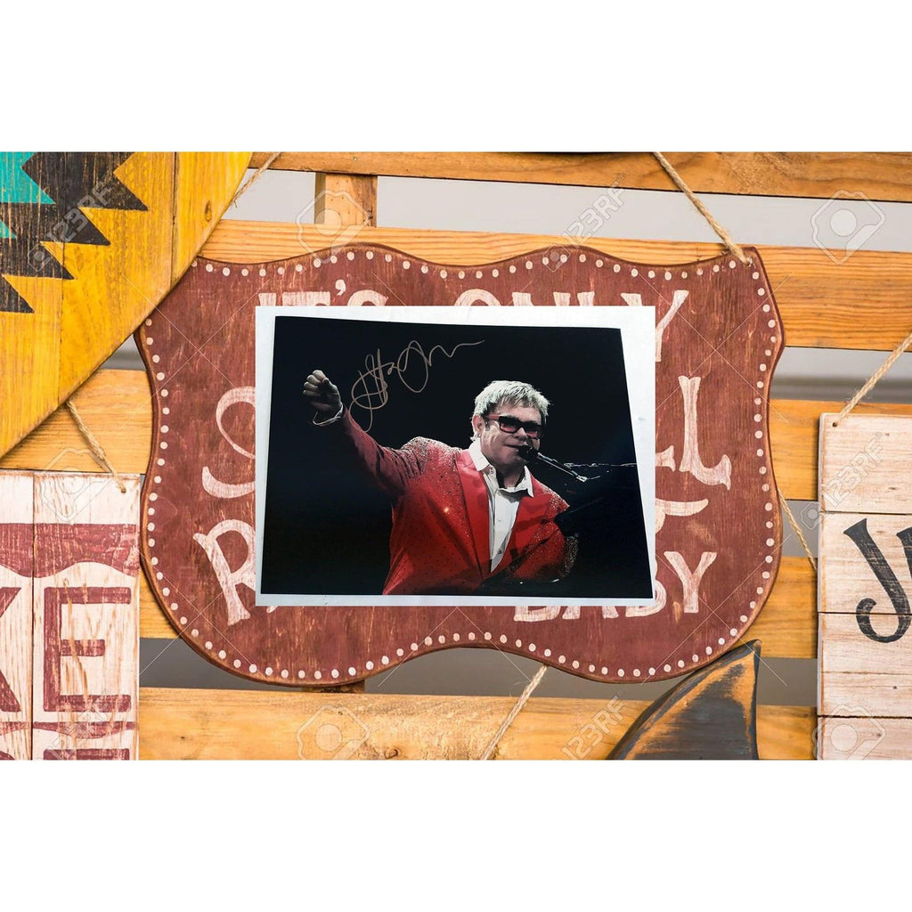 Sir Elton John 8 by 10 signed photo with proof