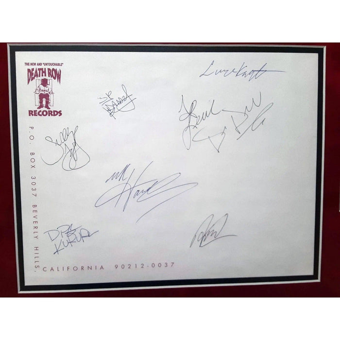 Certificate of Authenticity for Suge Knight, Tupac Shakur, MC Hammer, Snoop Dogg, Dr, Dre, Death Row OG stationery signed and framed