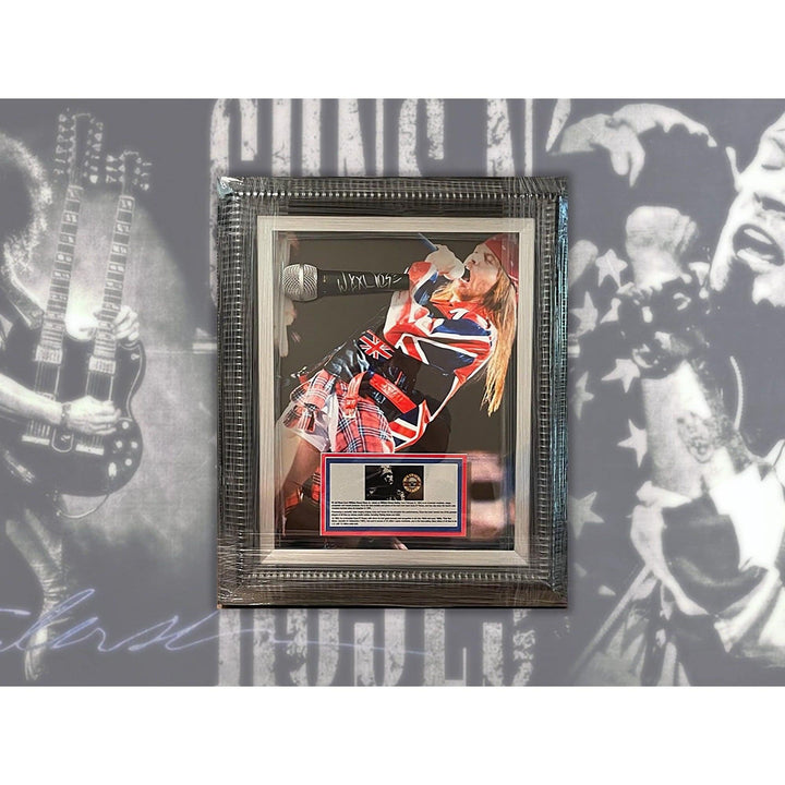 W. Axl Rose Guns Roses Microphone 24"x19" framed and signed with proof