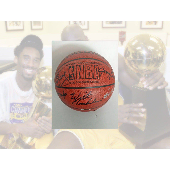 Chick Hearn, Magic Johnson, Kobe Bryant 20 Lakers Legends All Time Greats signed ball with proof - Awesome Artifacts 