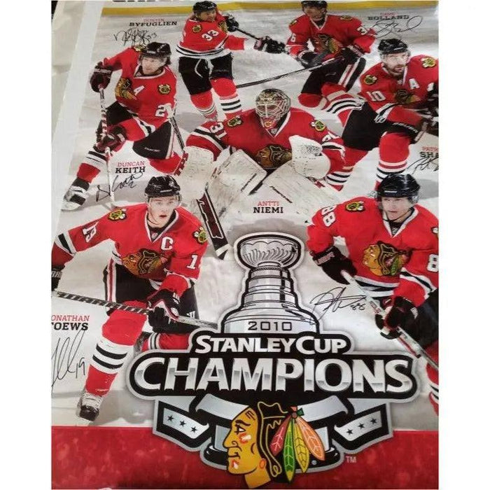 Certificate of Authenticity for Jonathan Toews Duncan Keith Patrick Kane Patrick Sharp 24 by 36 poster signed