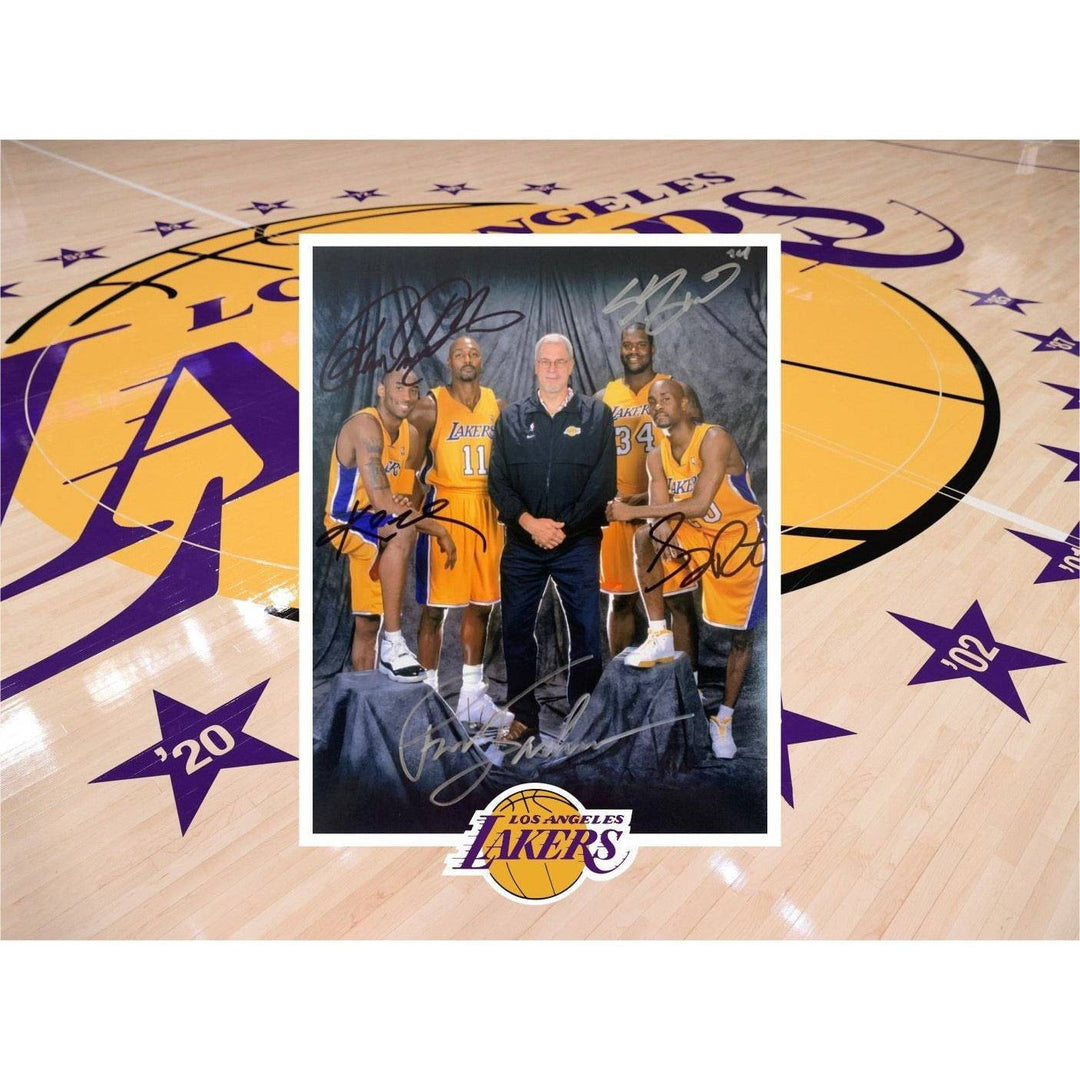 Kobe Bryant, Karl Malone, Gary Payto,n Phil Jackson, Shaquille O'Neal 16 x 20 photo signed with proof - Awesome Artifacts 