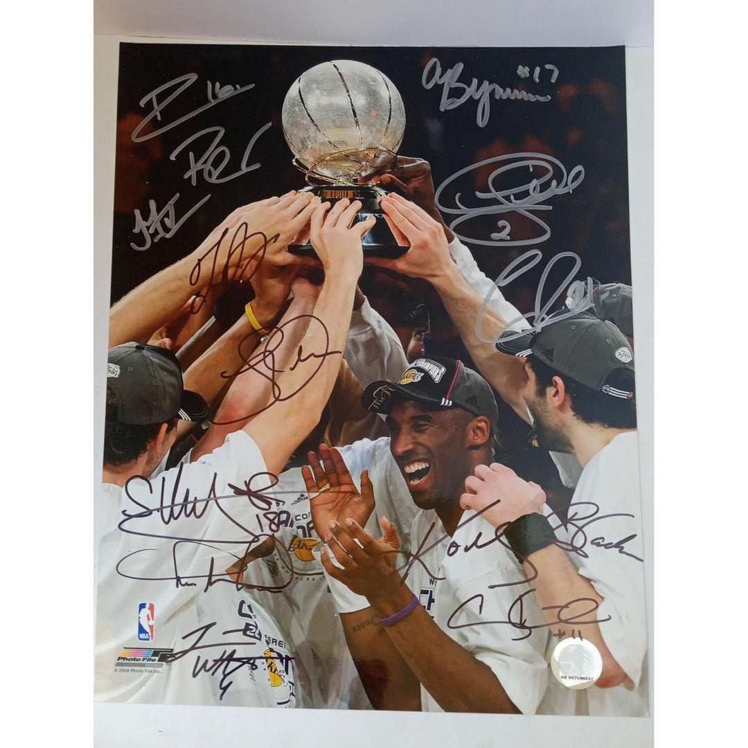 Kobe Bryant, Pau Gasol, Los Angeles Lakers 11 x 14 World Champs team signed photo signed with proof - Awesome Artifacts 