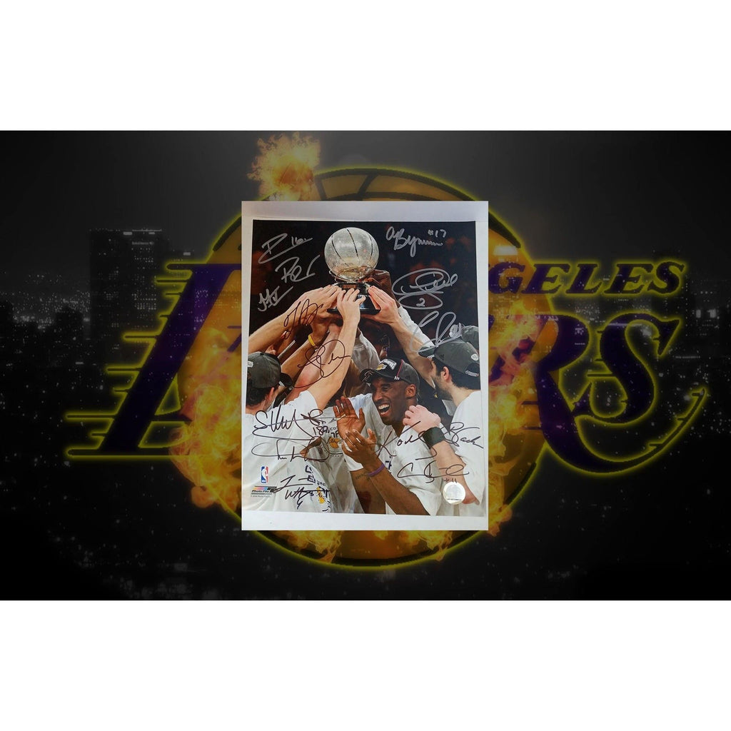 Kobe Bryant, Pau Gasol, Los Angeles Lakers 11 x 14 World Champs team signed photo signed with proof