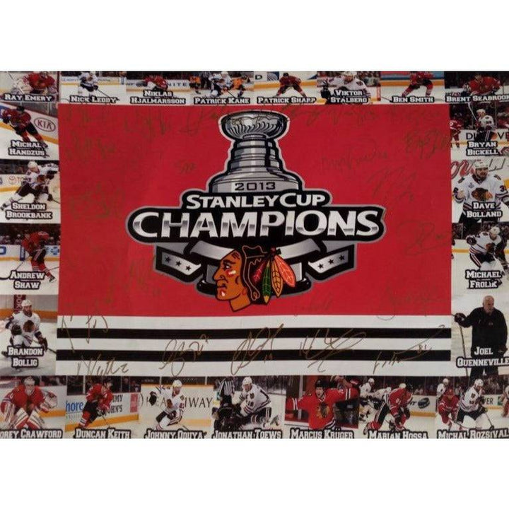 Patrick Kane Patrick Sharp Jonathan Toews Chicago Blackhawks 2014-15 Stanley Cup champion team signed 16 x 20 photo signed