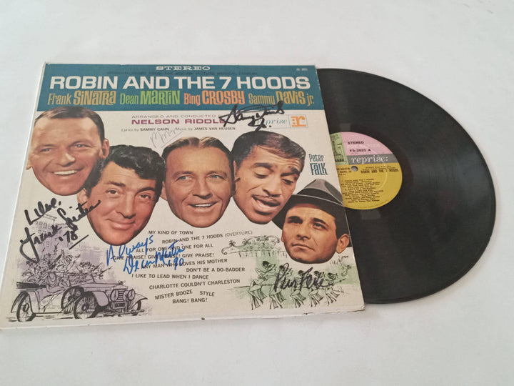 Frank Sinatra, Dean Martin, Peter Falk, Sammy Davis Jr and Bing Crosby LP signed